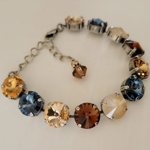 Austrian Crystal Tennis Bracelet in Antique Brass - Picture 8 of 8